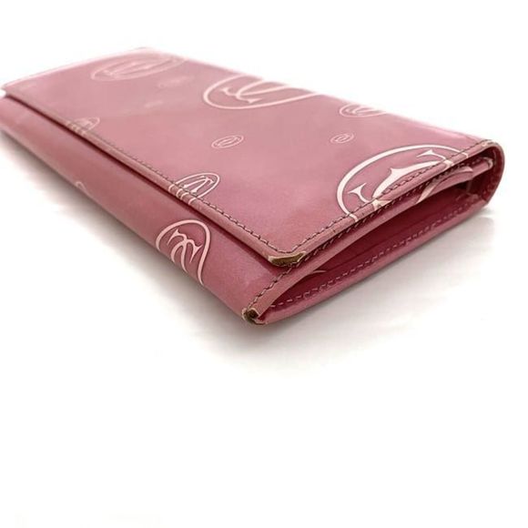 Cartier Bi-fold Long Wallet Pink Happy Birthday L3000951 Leather Flap 2C Moti... - Picture 7 of 11